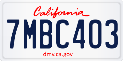 CA license plate 7MBC403