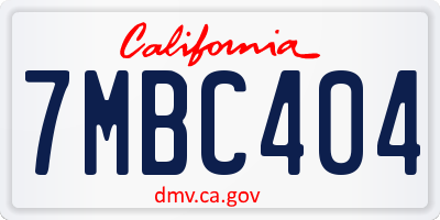 CA license plate 7MBC404