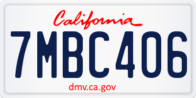 CA license plate 7MBC406