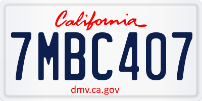 CA license plate 7MBC407