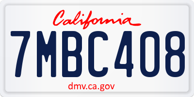 CA license plate 7MBC408