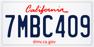 CA license plate 7MBC409