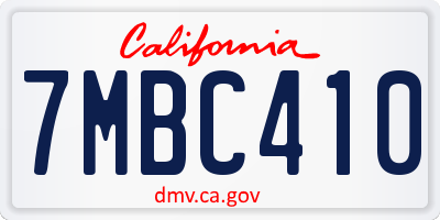 CA license plate 7MBC410