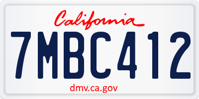 CA license plate 7MBC412