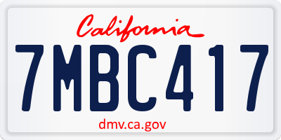 CA license plate 7MBC417