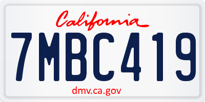 CA license plate 7MBC419