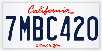 CA license plate 7MBC420