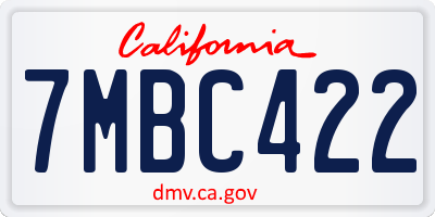 CA license plate 7MBC422
