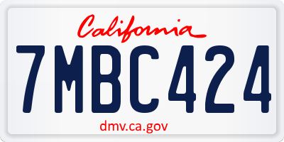 CA license plate 7MBC424