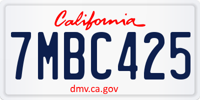 CA license plate 7MBC425