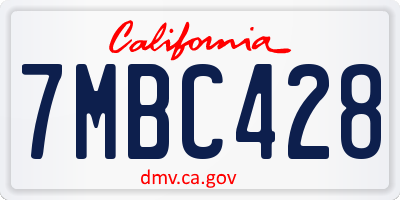 CA license plate 7MBC428