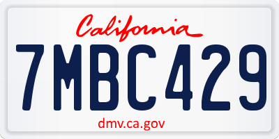 CA license plate 7MBC429