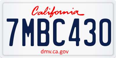 CA license plate 7MBC430