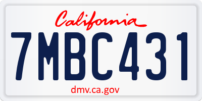 CA license plate 7MBC431
