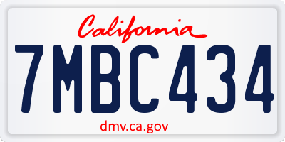 CA license plate 7MBC434