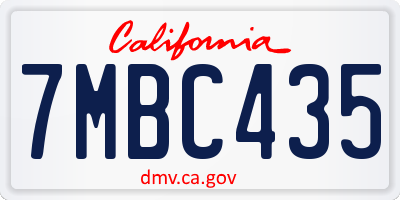 CA license plate 7MBC435