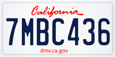 CA license plate 7MBC436
