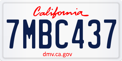CA license plate 7MBC437