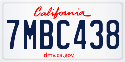 CA license plate 7MBC438