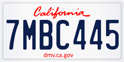 CA license plate 7MBC445