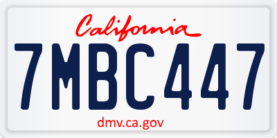 CA license plate 7MBC447