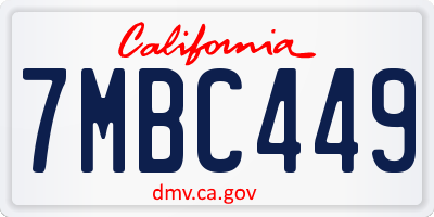 CA license plate 7MBC449
