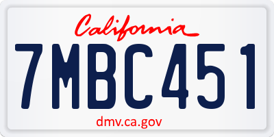 CA license plate 7MBC451