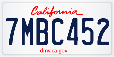 CA license plate 7MBC452