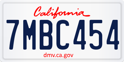 CA license plate 7MBC454
