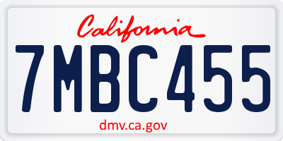 CA license plate 7MBC455