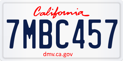 CA license plate 7MBC457