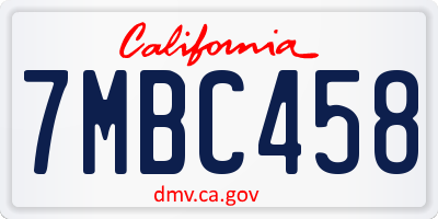 CA license plate 7MBC458