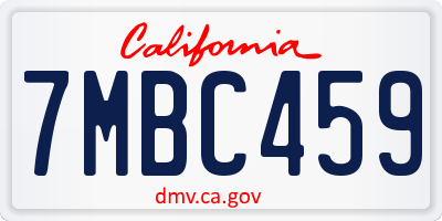 CA license plate 7MBC459