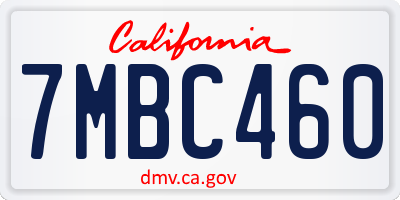 CA license plate 7MBC460