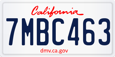 CA license plate 7MBC463