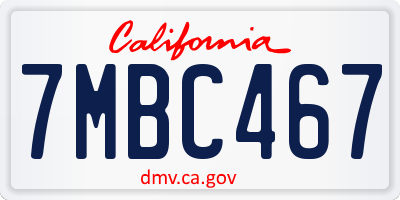 CA license plate 7MBC467