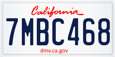 CA license plate 7MBC468