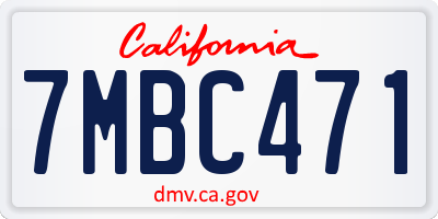 CA license plate 7MBC471