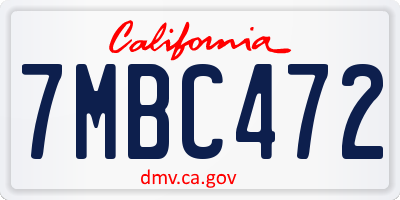 CA license plate 7MBC472