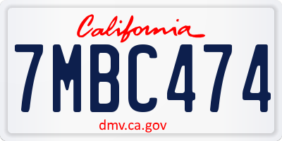 CA license plate 7MBC474