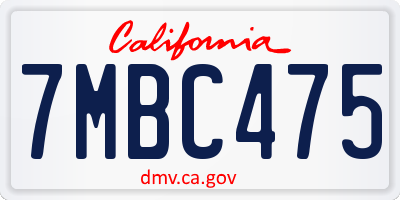 CA license plate 7MBC475