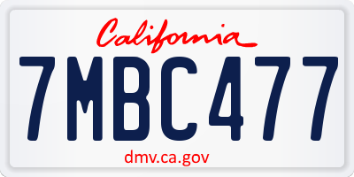 CA license plate 7MBC477