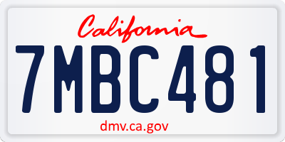 CA license plate 7MBC481