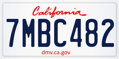 CA license plate 7MBC482