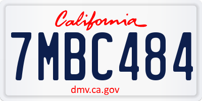 CA license plate 7MBC484