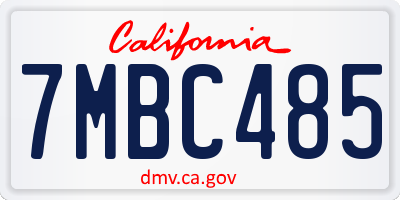 CA license plate 7MBC485