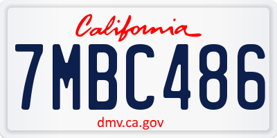 CA license plate 7MBC486