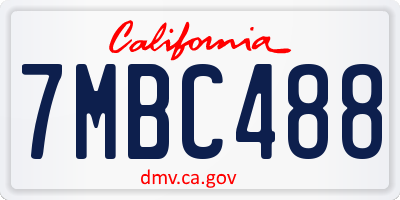 CA license plate 7MBC488