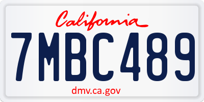CA license plate 7MBC489