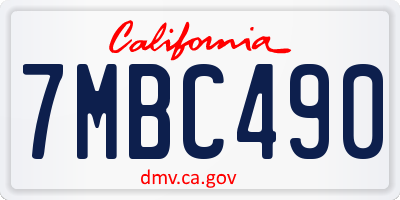 CA license plate 7MBC490
